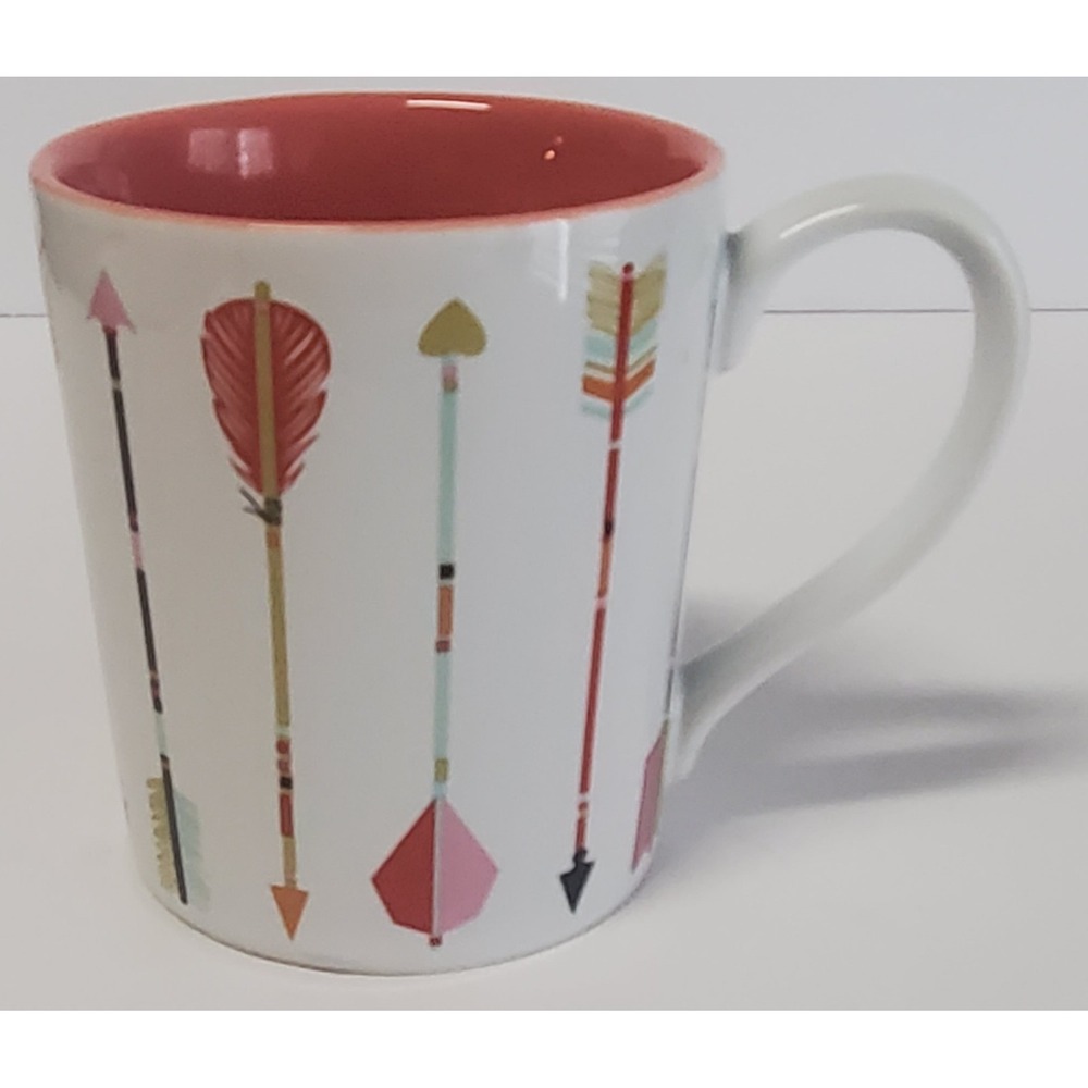 Paper Source Arrows Darts Coffee Mug Coral Interior 2013 Crm/Pink/Olive/Aqua Cup